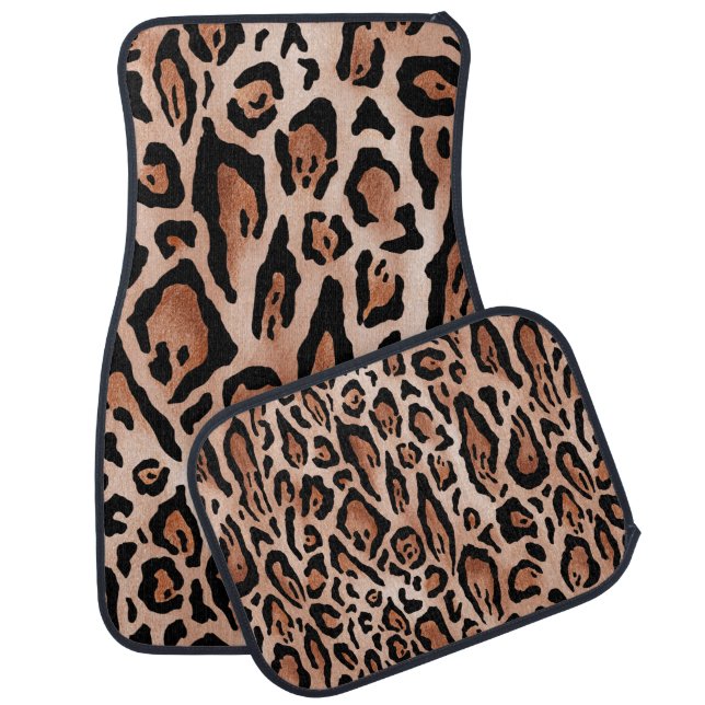 Leopard print pattern car floor mat (Set)