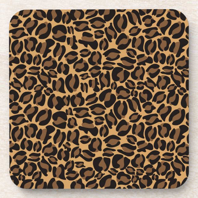 Leopard Print Pattern Classic Jungle Beverage Coaster (Front)