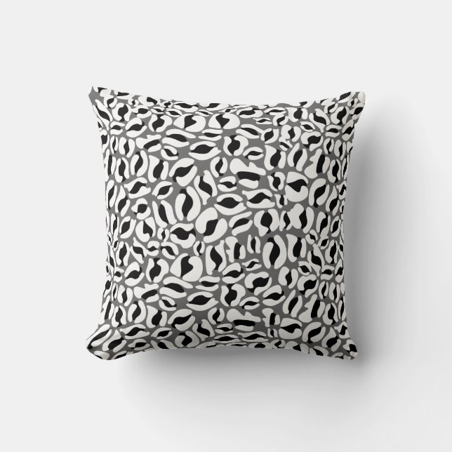 Leopard Print Pattern Classic Jungle Black White Throw Pillow (Front)