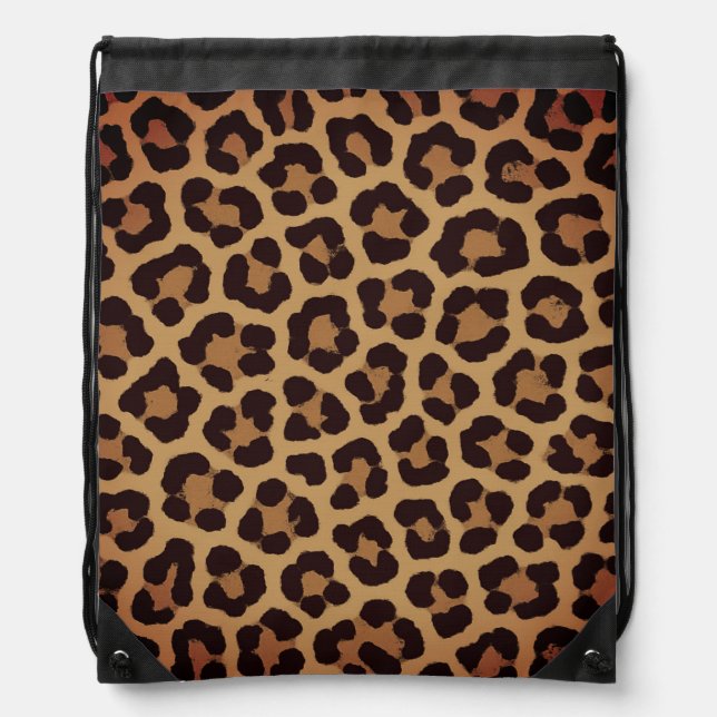 Leopard Print Pattern Drawstring Bag (Front)