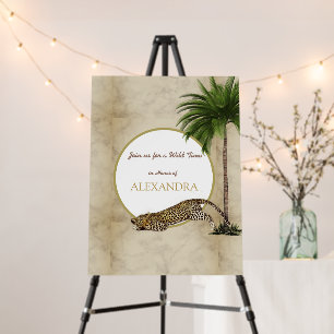 Leopard Print Pattern Elegant Palm Birthday Foam Board