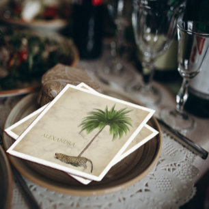 Leopard Print Pattern Elegant Palm Personal Napkins