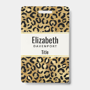 Leopard Print Pattern in Gold and Black Badge