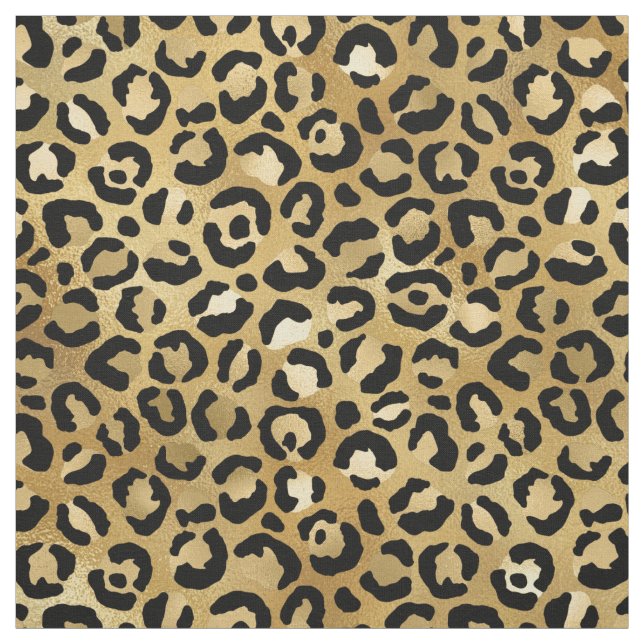 Leopard Print Pattern in Gold and Black Fabric (Swatch)