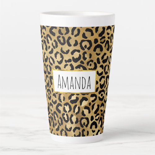 Leopard Print Pattern in Gold and Black Latte Mug