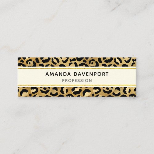 Leopard Print Pattern in Gold and Black Mini Business Card