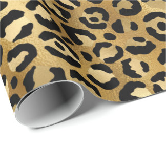 Leopard Print Pattern in Gold and Black Wrapping Paper