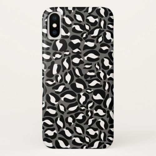 Leopard Print Pattern Jungle monochrome iPhone X Case