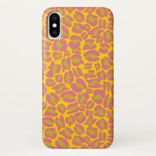 Leopard Print Pattern Jungle yellow pink iPhone X Case