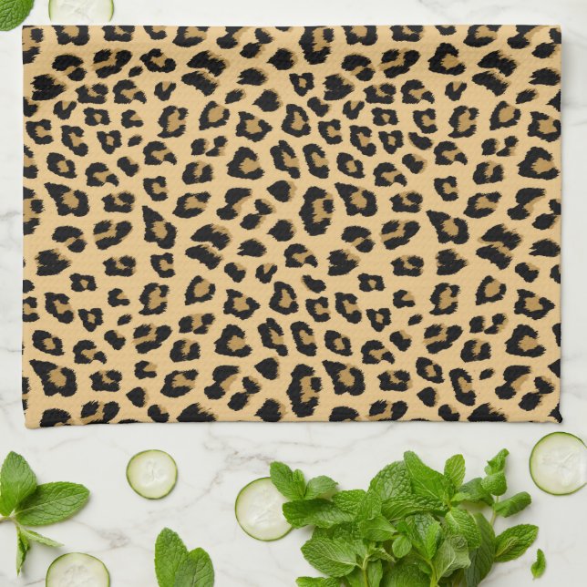 Leopard Print Pattern Kitchen Towel (Folded)