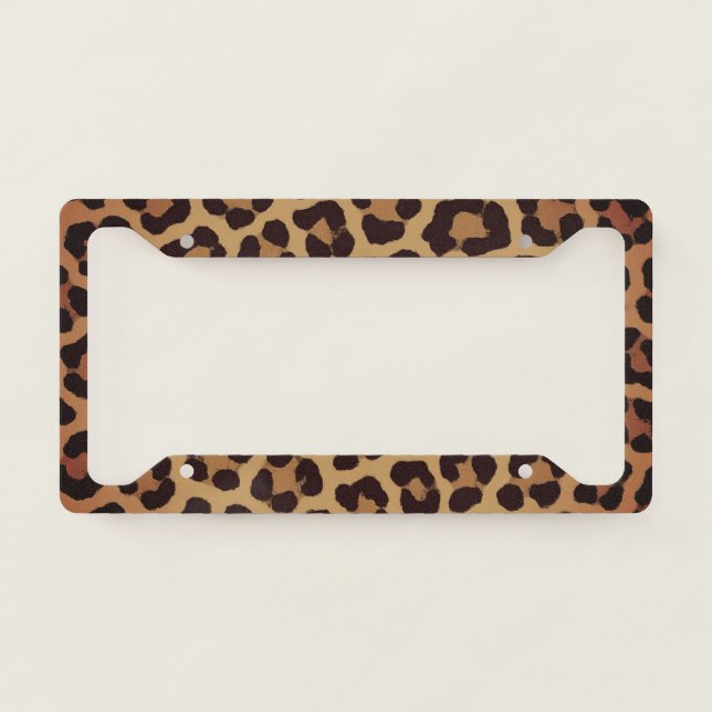 Leopard Print Pattern License Plate Frame (Front)