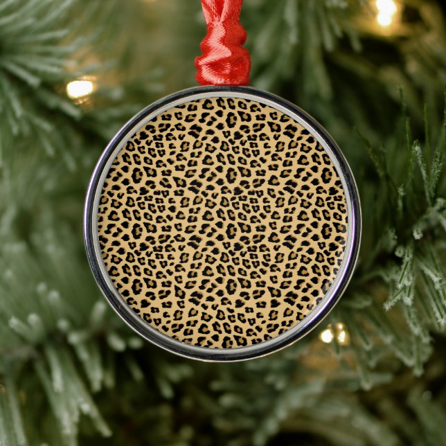 Leopard Print Pattern Metal Ornament (Tree)