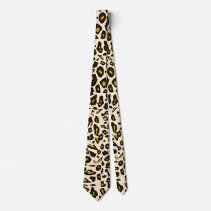 Leopard print pattern neck tie