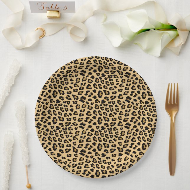 Leopard Print Pattern Paper Plates (Wedding)