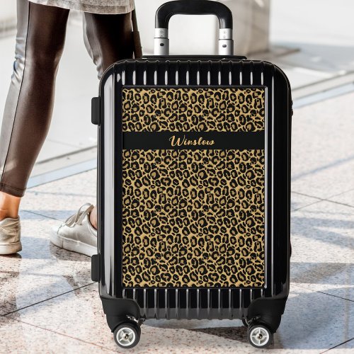 Leopard Print Pattern Personalized Monogram Name Luggage