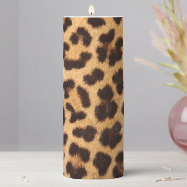 Leopard print pattern pillar candle (In Situ)