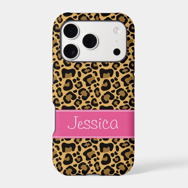 Leopard Print Pattern Pink Personalized Case-Mate iPhone Case (Back)