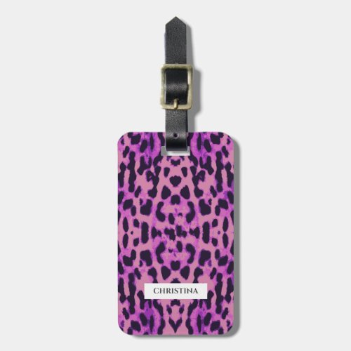 Leopard Print Pattern Purple Elegant Personalized Luggage Tag
