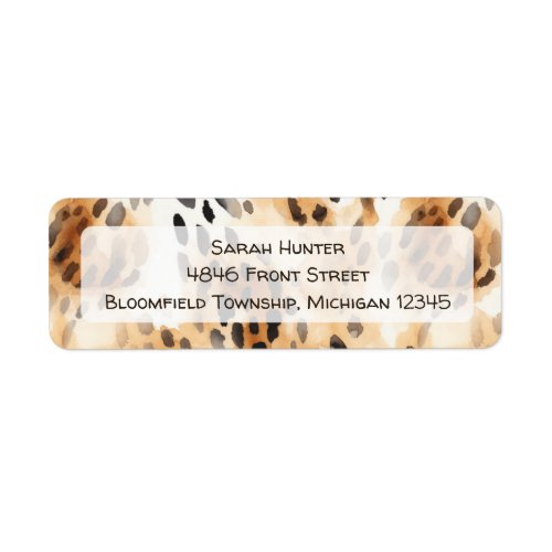 Leopard print pattern safari animal return address label