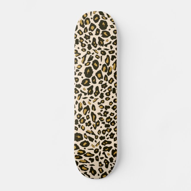 Leopard print pattern skateboard deck (Front)