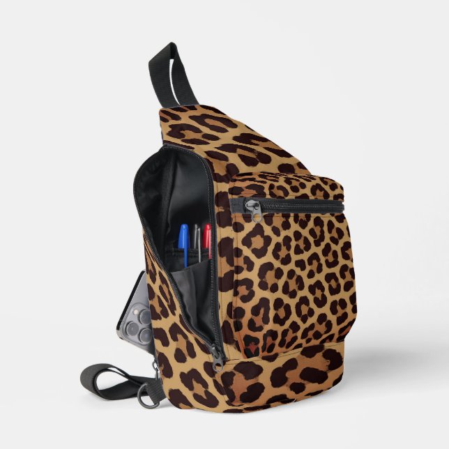 Leopard Print Pattern Sling Bag (Open)