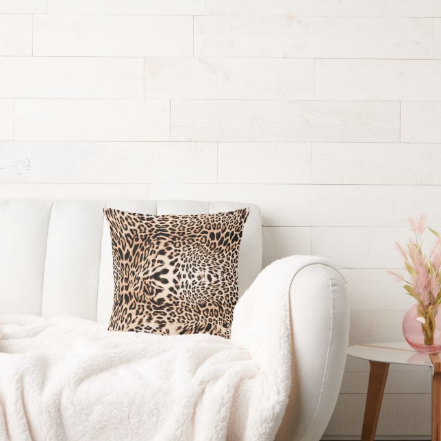 Leopard Print Pattern Throw Pillow (Couch)