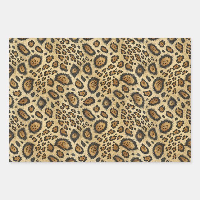 Leopard Print Pattern – Wild Animal Skin Design Wrapping Paper Sheets (Front)