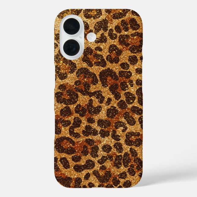 Leopard Print Pattern With Gold Glitter Case-Mate iPhone Case (Back)