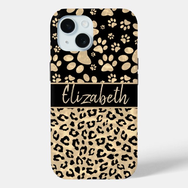 Leopard Print Paws Print Sepia Personalized Case-Mate iPhone Case (Back)