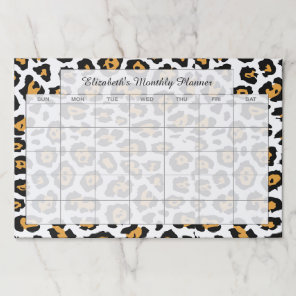 Leopard print personalized blank month planner paper pad
