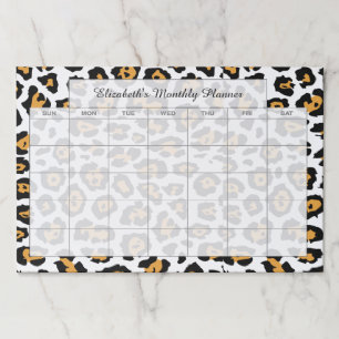 Leopard print personalized blank month planner paper pad