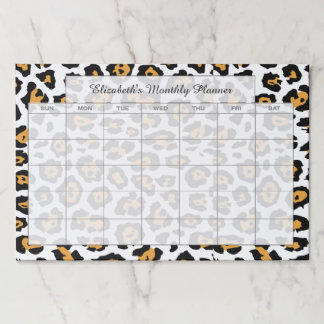 Leopard print personalized blank month planner paper pad
