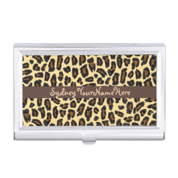 Leopard Print Personalized Business Card Holder by Rebecca_Reeder at Zazzle