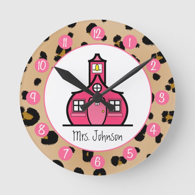 Leopard Print Personalized Clock For Teachers (Front)