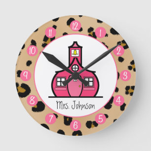 Leopard Print Personalized Clock For Teachers