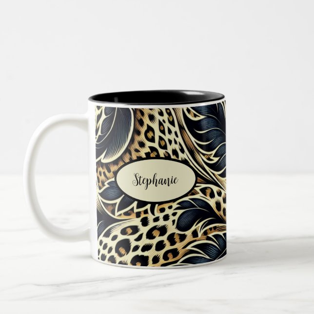 Leopard Print Personalized Coffee Mug (Left)