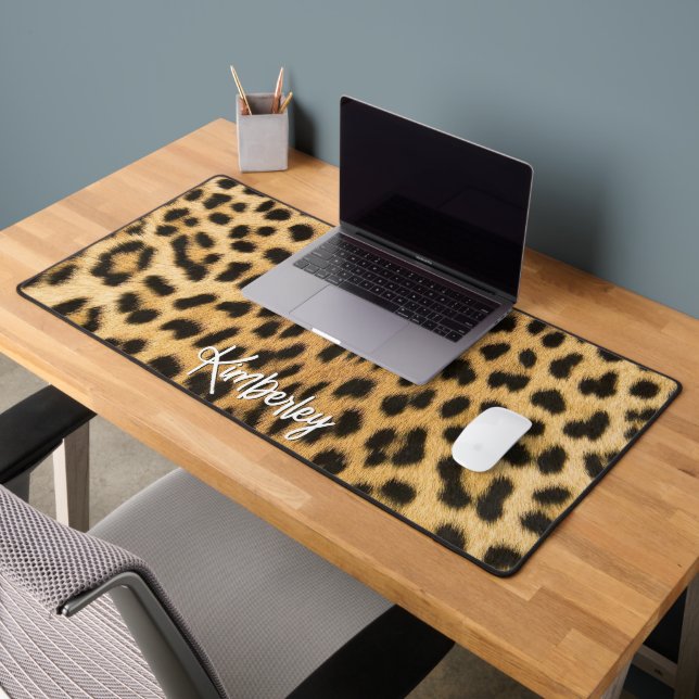 Leopard Print Personalized Desk Mat (Office 2)