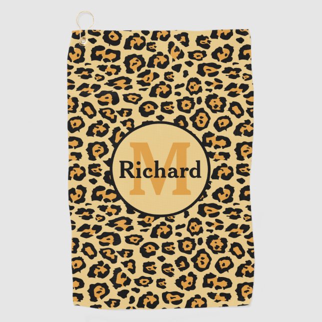 Leopard Print Personalized Golf Towel (Front)