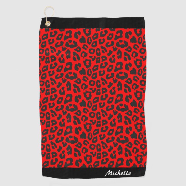 Leopard Print Personalized  Golf Towel (Front)