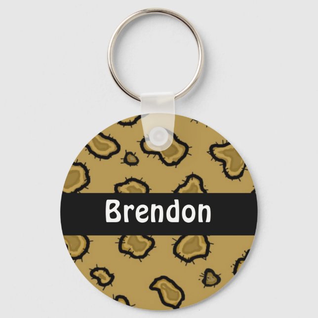 Leopard Print Personalized Key Chain (Front)