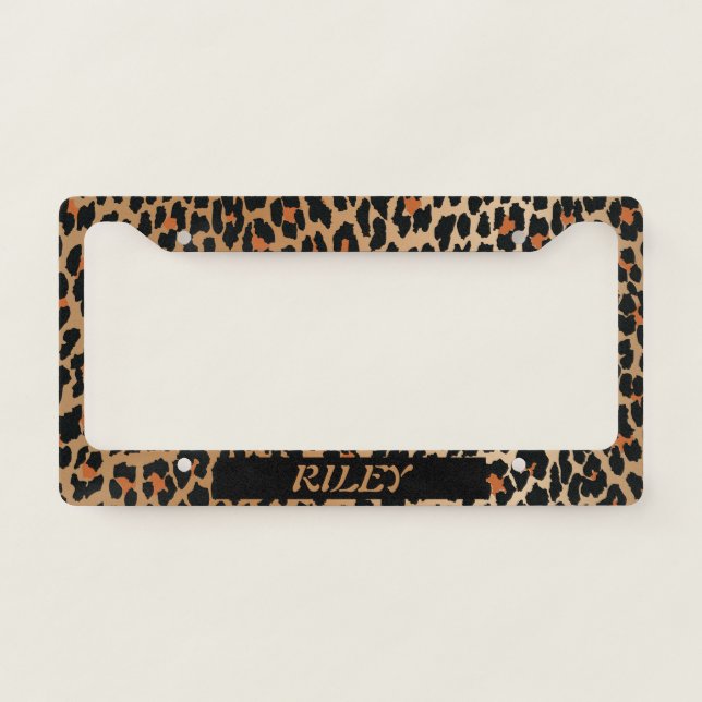 Leopard Print Personalized License Plate Frame (Front)