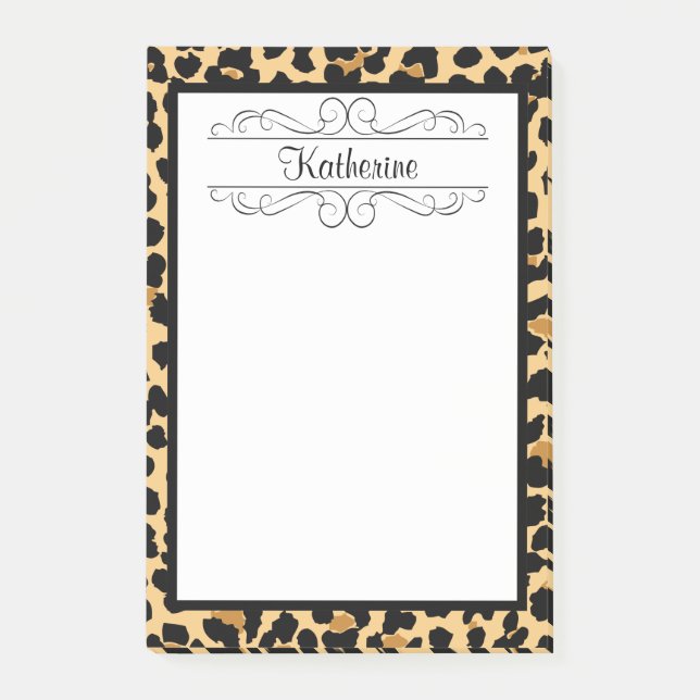 Leopard Print Personalized Monogram Notes (Front)
