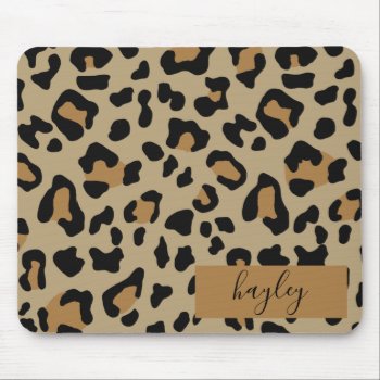 Leopard Print Personalized Mouse Pad by coffeecatdesigns at Zazzle