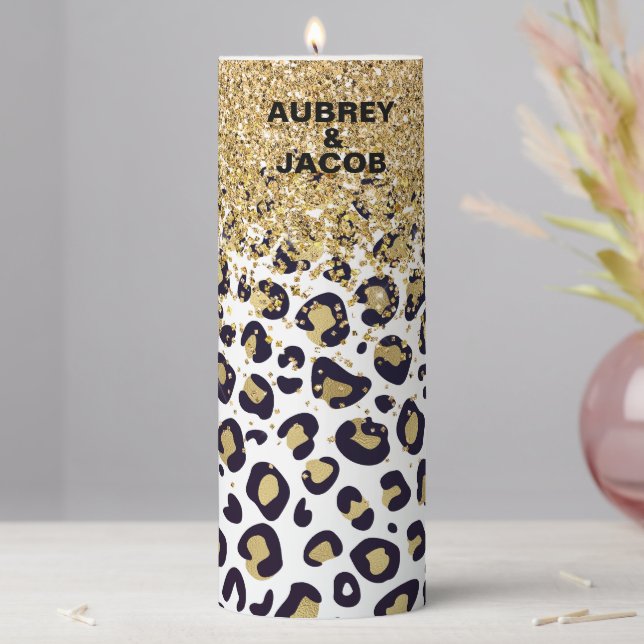 Leopard Print Personalized Pillar Candle (In Situ)