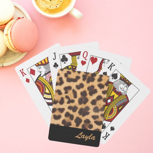 Leopard Print Personalized Poker Cards