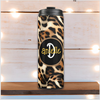 Leopard Print Personalized Thermal Tumbler by Magical_Maddness at Zazzle