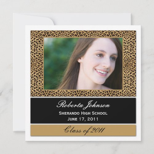 Leopard Print Photo Graduation Invitation