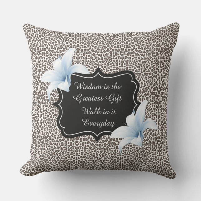 Leopard Print Pillow Blue Lily (Front)
