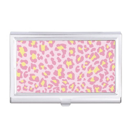 Leopard Print Pink and Yellow Case For Business Cards