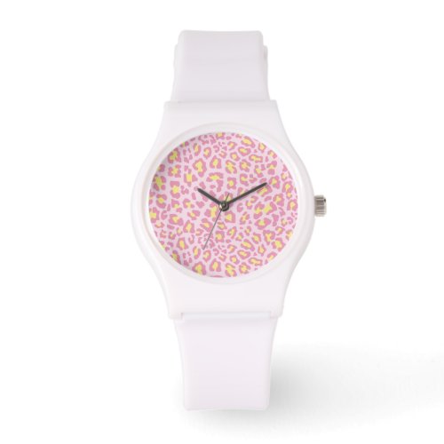 Leopard Print Pink and Yellow Watch